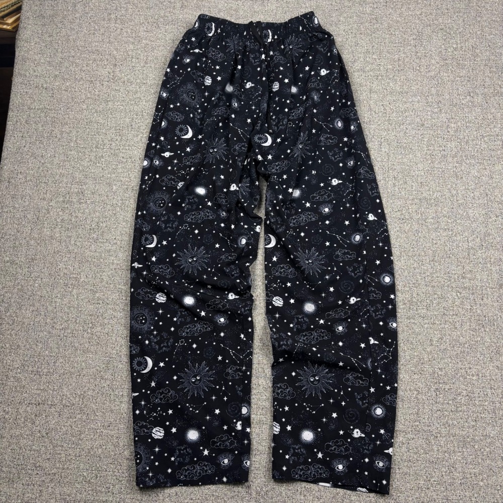 YoungLA Ugly A** Pants Small Black Celestial Sun Moon Star Print Joggers